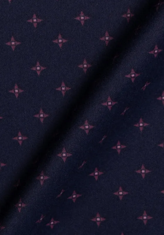 Wrinkle-Free Midnight Blue Star Printed Performance Stretch sold by Brisk Shirts