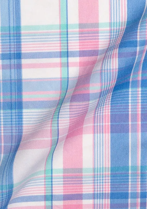 Wrinkle-Free Blue-Pink Performance Stretch Plaid sold by Brisk Shirts