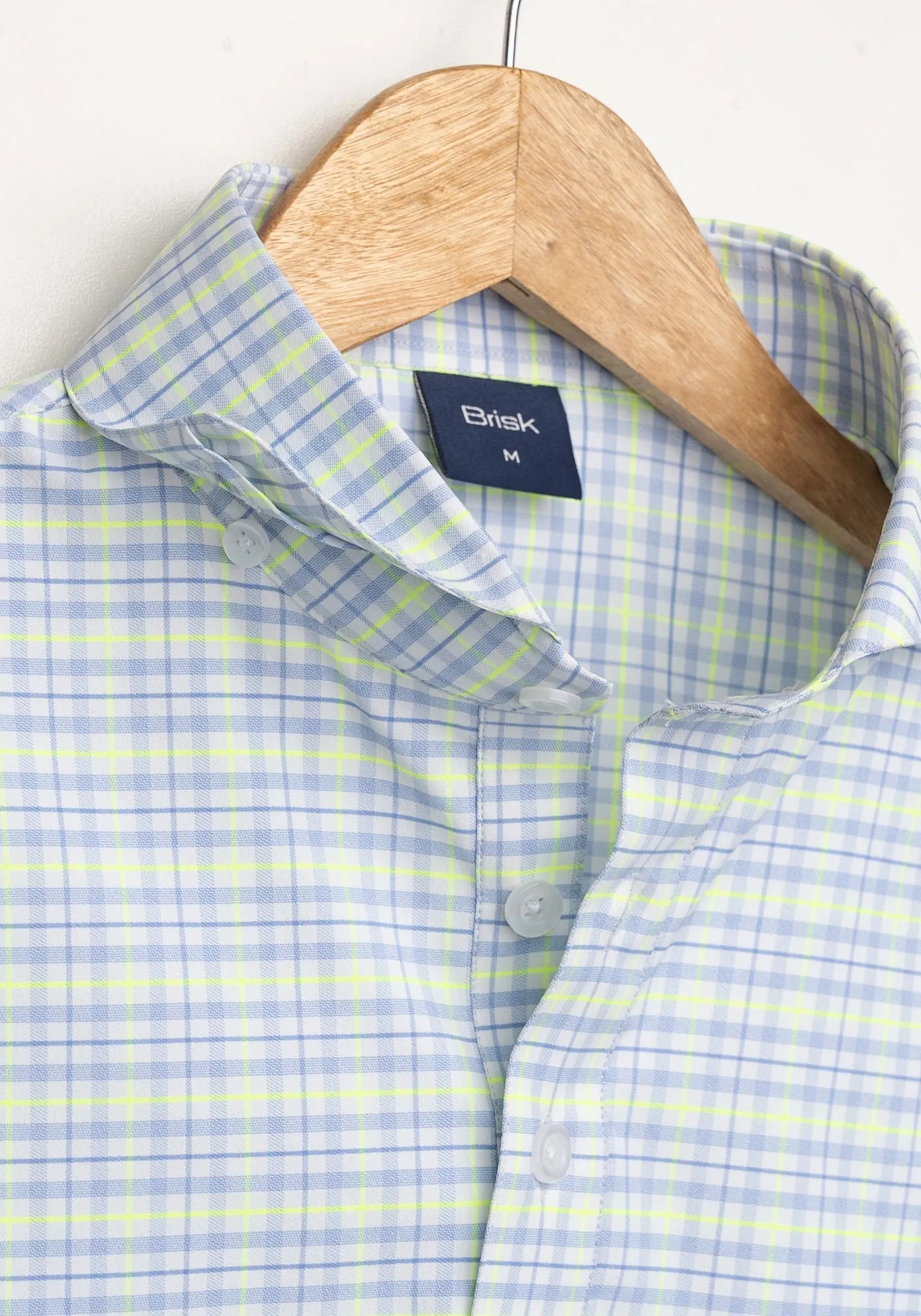 Wrinkle-Free Neon Green & Blue Tartan Performance Stretch Polo Shirt sold by Brisk Shirts product image thumbnail 2
