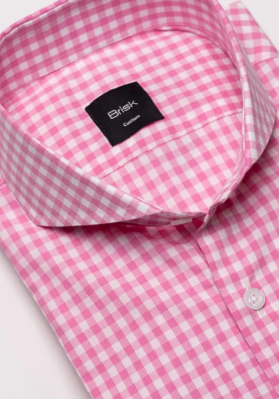Egyptian Pink Gingham Wrinkle-Resistant Shirt sold by Brisk Shirts