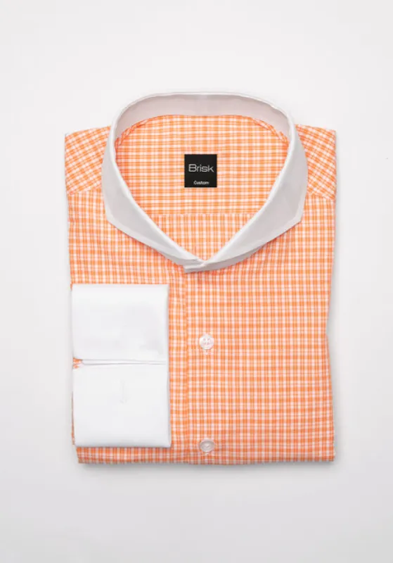 Crisp Tangerine Grid Checkered Shirt sold by Brisk Shirts
