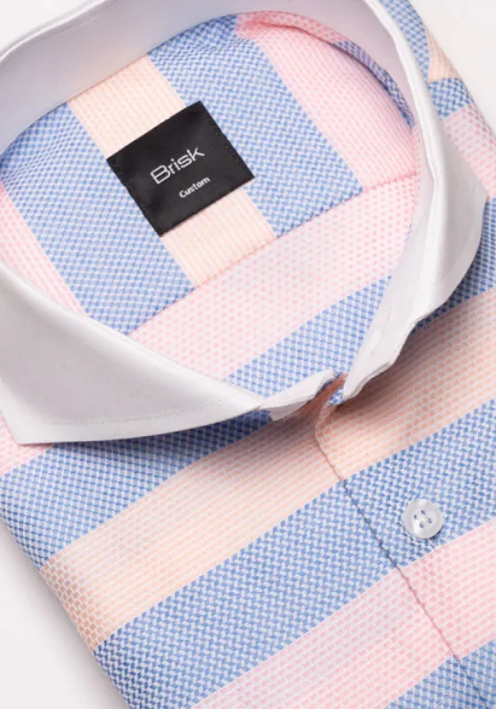 Pastel Blue Pink Bold Structured Stripes Shirt sold by Brisk Shirts