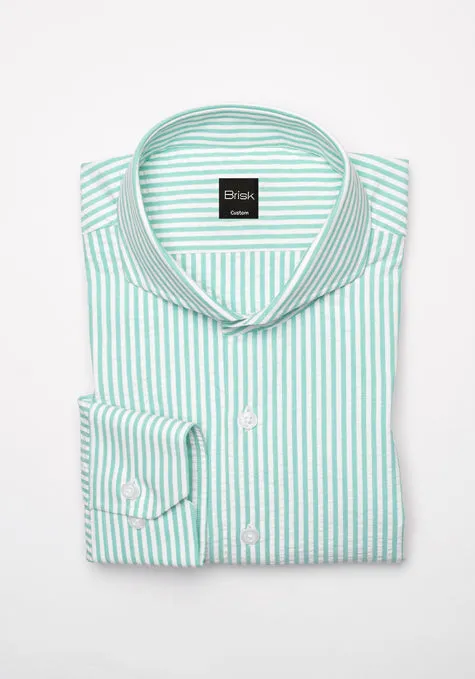 Mint Green Seersucker Stripes Shirt sold by Brisk Shirts product image thumbnail 2