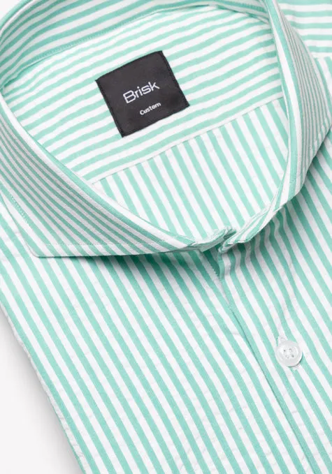 Mint Green Seersucker Stripes Shirt sold by Brisk Shirts