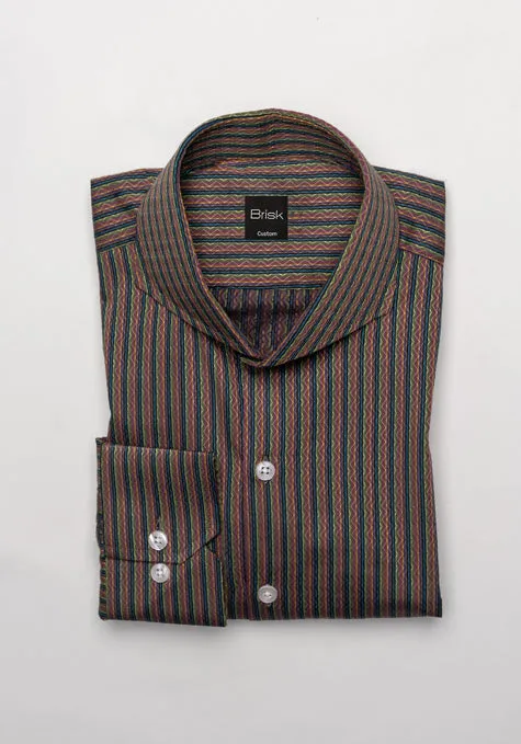 Egyptian Brown Multi-Color Pattern Stripes Shirt - Wrinkle Resistant sold by Brisk Shirts product image thumbnail 2