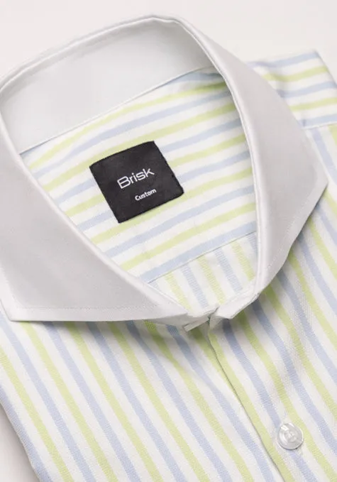 Egyptian Pastel Green Blue Structured Stripes Shirt - 2 Ply Cotton sold by Brisk Shirts product image thumbnail 2