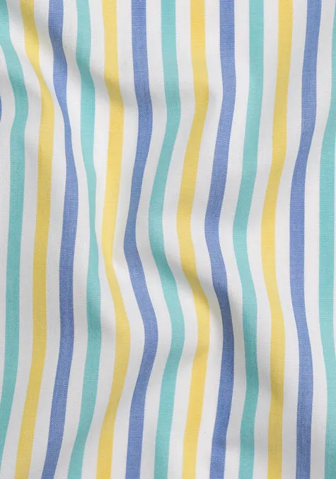 Multi-Color Poplin Poly Stripes Shirt - Contrast Collar sold by Brisk Shirts product image thumbnail 3