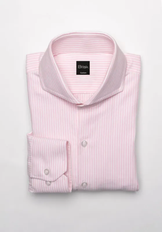 Pink Oxford Stripes Shirt - Cutaway Extreme Collar sold by Brisk Shirts