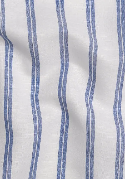 Dual Blue On White Cotton Linen Stripes sold by Brisk Shirts product image thumbnail 3