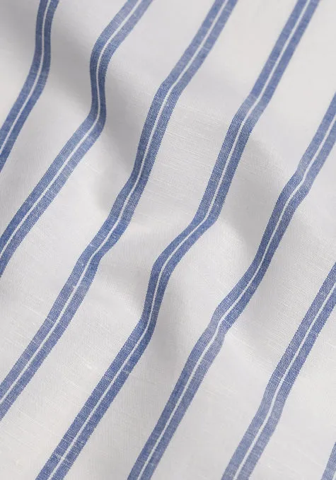 Dual Blue On White Cotton Linen Stripes sold by Brisk Shirts product image thumbnail 2