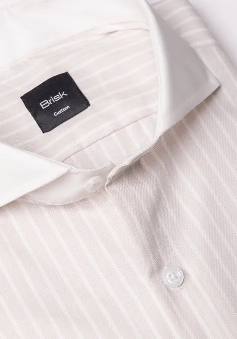 White On Light Tan Royal Oxford Stripes Shirt sold by Brisk Shirts product image thumbnail 2
