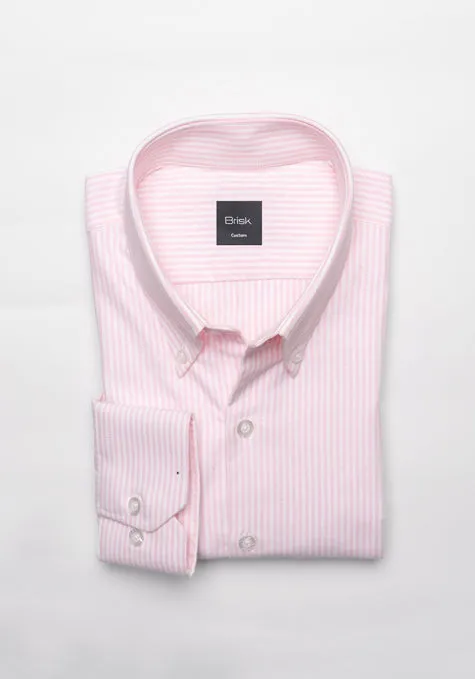 Soft Pink Crisp Oxford Stripes Shirt sold by Brisk Shirts