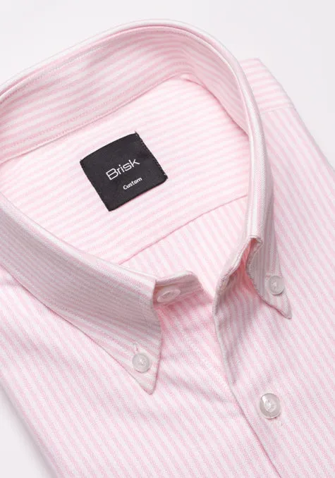 Soft Pink Crisp Oxford Stripes Shirt sold by Brisk Shirts product image thumbnail 2