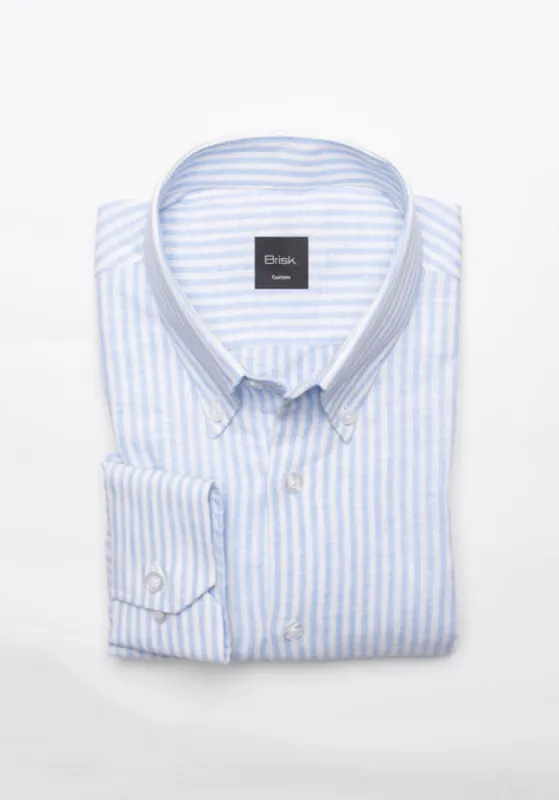 Sky Linen Stripes Shirt sold by Brisk Shirts