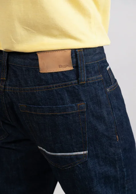 Blue Rinse Wash Slim Straight Selvedge Jeans - Stud sold by Brisk Shirts product image thumbnail 3