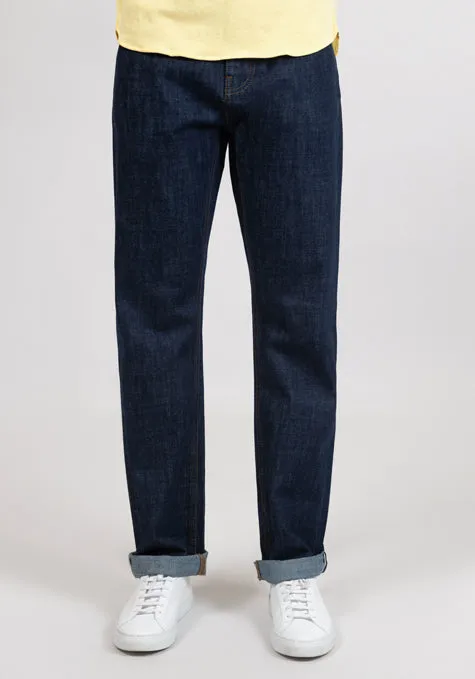 Blue Rinse Wash Slim Straight Selvedge Jeans - Stud sold by Brisk Shirts