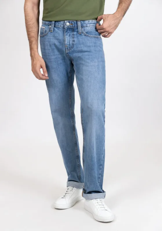 Light Medium Wash Slim Straight Selvedge Jeans - Stud sold by Brisk Shirts