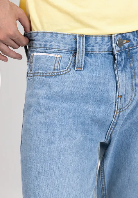 Light Wash Slim Straight Selvedge Jeans - Stud sold by Brisk Shirts product image thumbnail 5