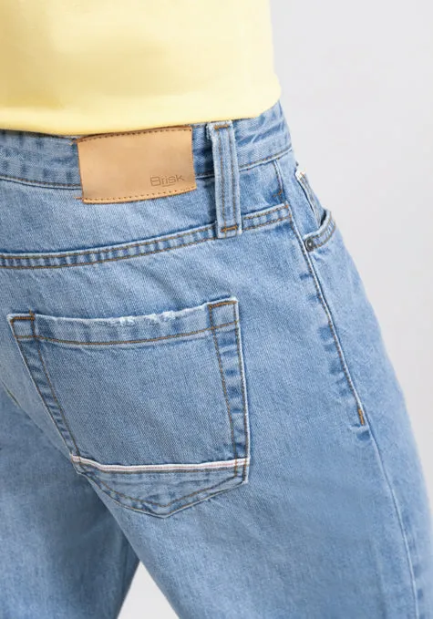 Light Wash Slim Straight Selvedge Jeans - Stud sold by Brisk Shirts product image thumbnail 2