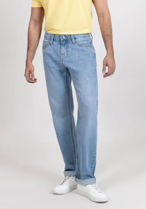 Light Wash Slim Straight Selvedge Jeans - Stud sold by Brisk Shirts product image thumbnail 4