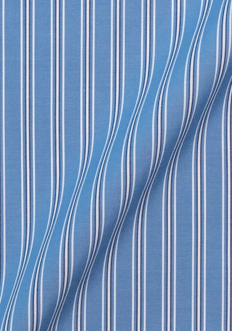 Dual Blue Wide Stripes Shirt - White Cutaway Classic Collar sold by Brisk Shirts product image thumbnail 3