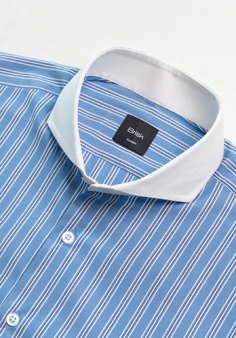 Dual Blue Wide Stripes Shirt - White Cutaway Extreme Collar sold by Brisk Shirts product image thumbnail 3