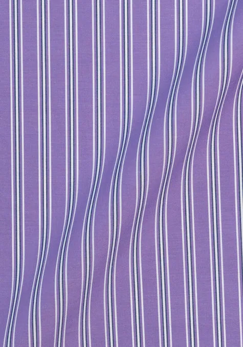 Purple Blue Wide Stripes Shirt - White Cutaway Classic Collar sold by Brisk Shirts product image thumbnail 3