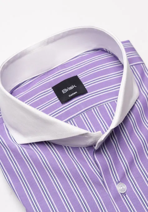 Purple Blue Wide Stripes Shirt - White Cutaway Extreme Collar sold by Brisk Shirts product image thumbnail 2