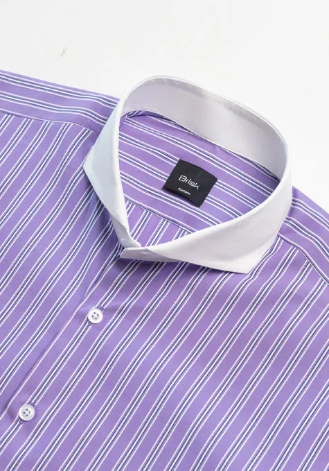 Purple Blue Wide Stripes Shirt - White Cutaway Extreme Collar sold by Brisk Shirts product image thumbnail 3