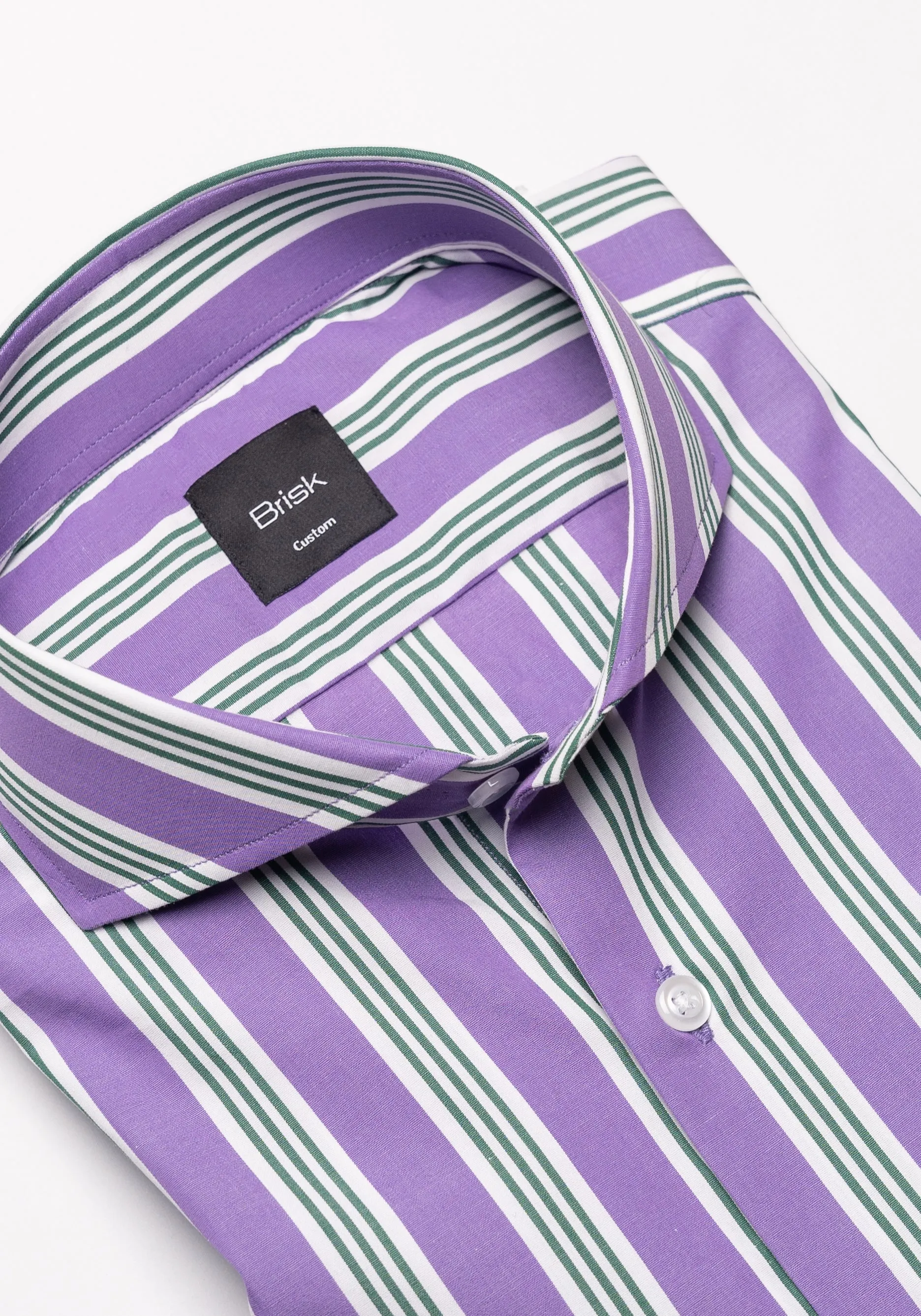 Crisp Purple Green Bold Stripes Shirt - Wrinkle Resistant sold by Brisk Shirts product image thumbnail 2