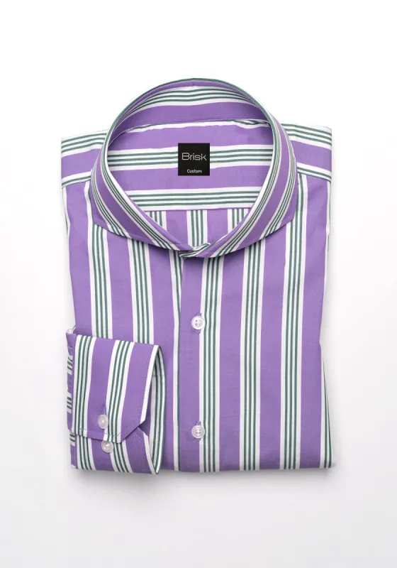 Crisp Purple Green Bold Stripes Shirt - Wrinkle Resistant sold by Brisk Shirts