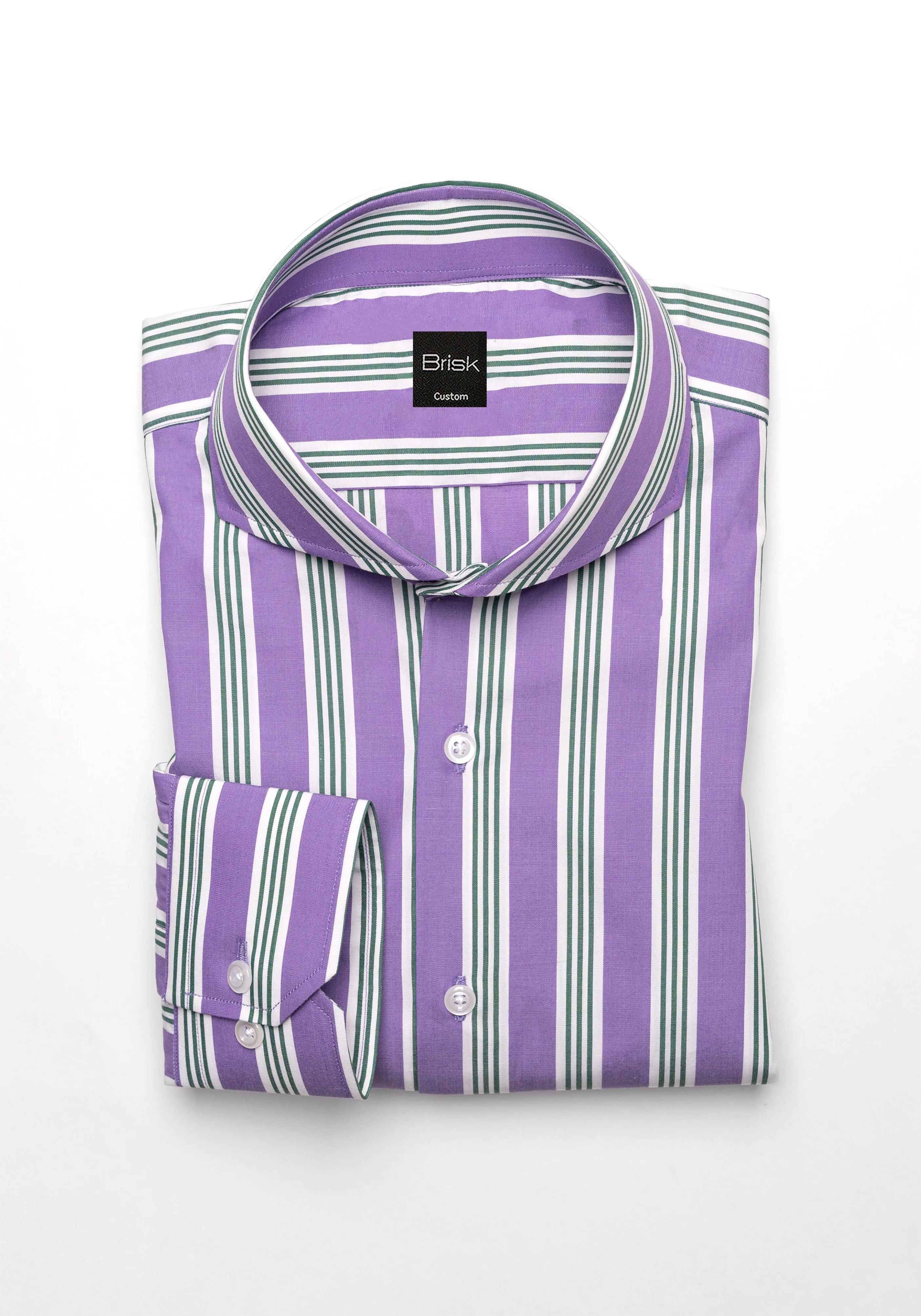Crisp Purple Green Bold Stripes Shirt - Wrinkle Resistant sold by Brisk Shirts