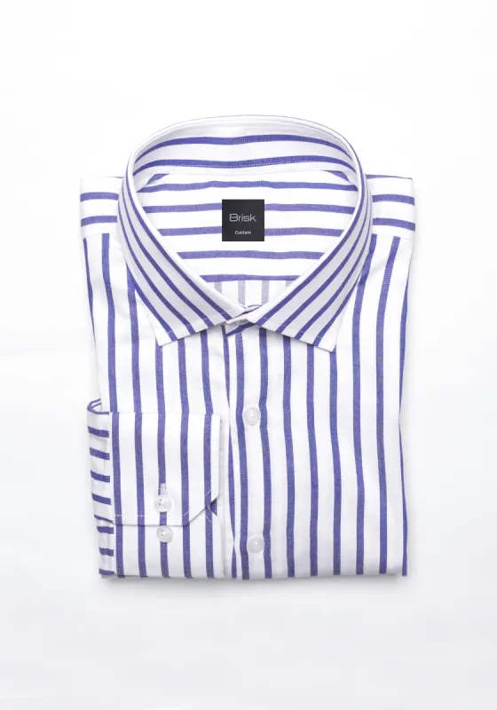 Purple Wide Stripes Soft Textured Pima Cotton Shirt - Cutaway Classic Collar sold by Brisk Shirts