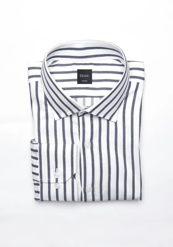 Charcoal Wide Stripes Soft Textured Pima Cotton Shirt - Cutaway Classic Collar sold by Brisk Shirts