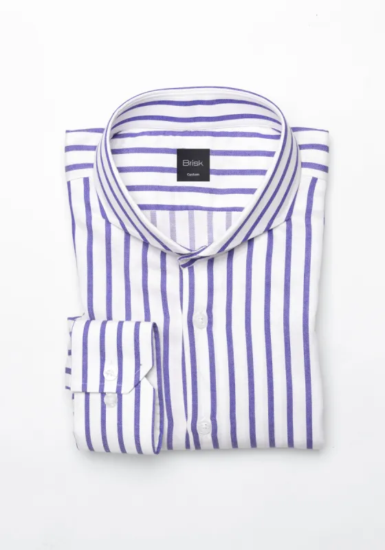 Purple Wide Stripes Soft Textured Pima Cotton Shirt - Cutaway Extreme Collar sold by Brisk Shirts