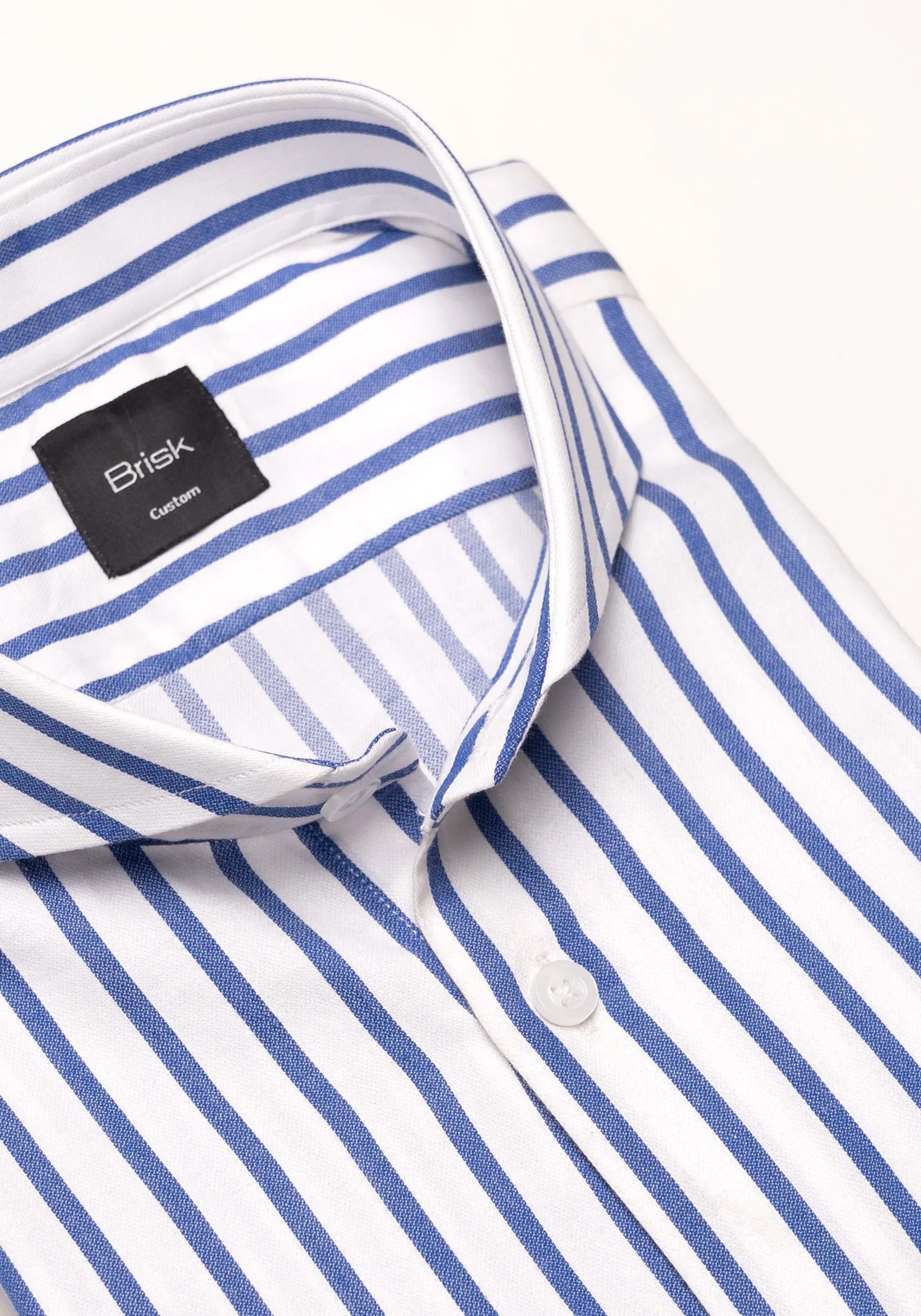 Navy Wide Stripes Soft Textured Pima Cotton Shirt - Cutaway Extreme Collar sold by Brisk Shirts product image thumbnail 5