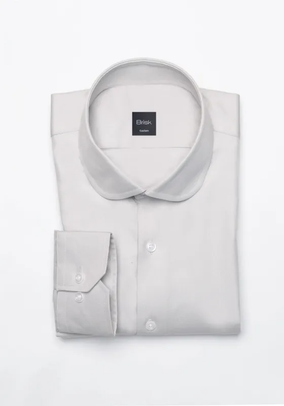 Light Grey Twill Pima Cotton - Club Collar sold by Brisk Shirts