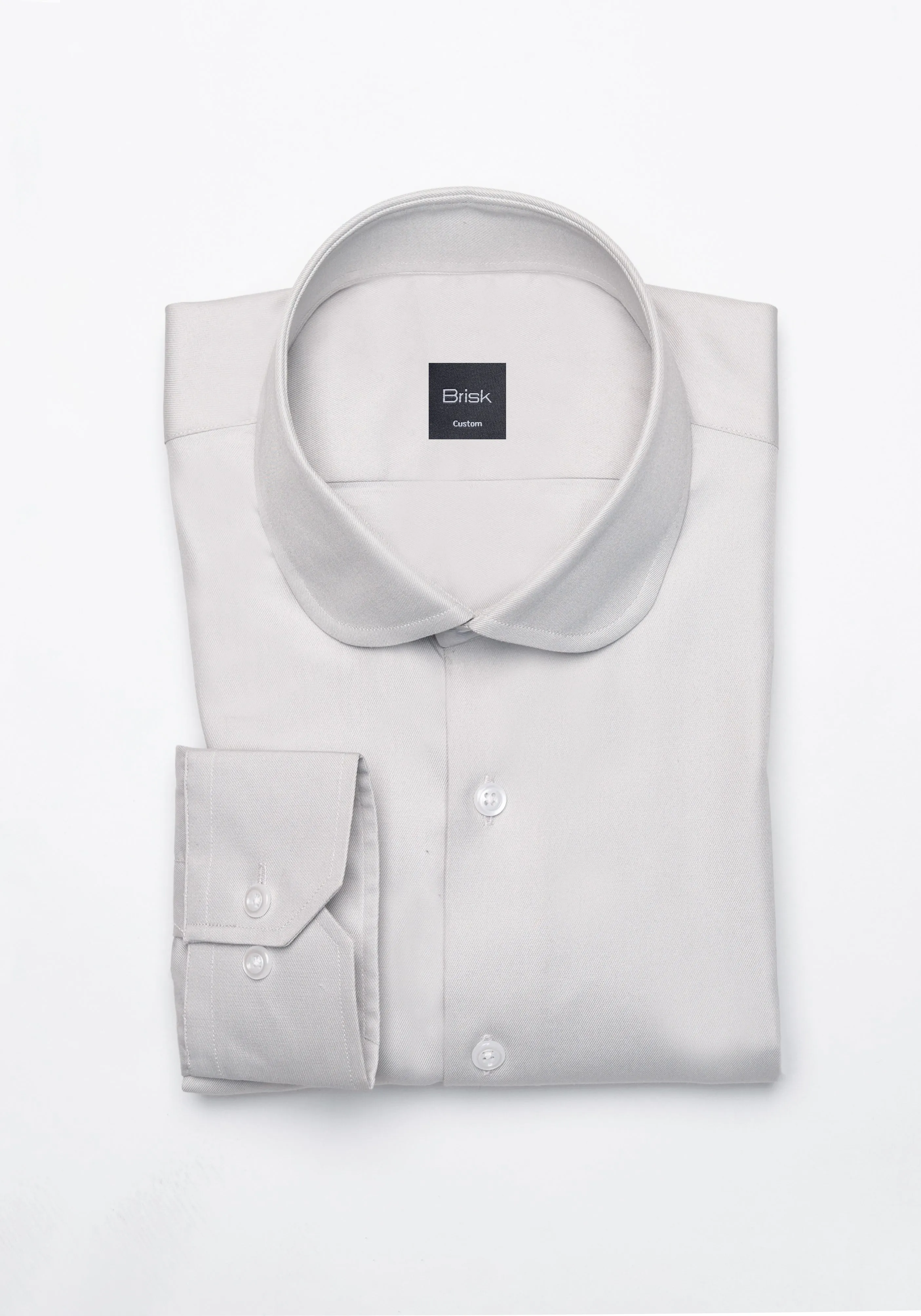 Light Grey Twill Pima Cotton - Club Collar sold by Brisk Shirts