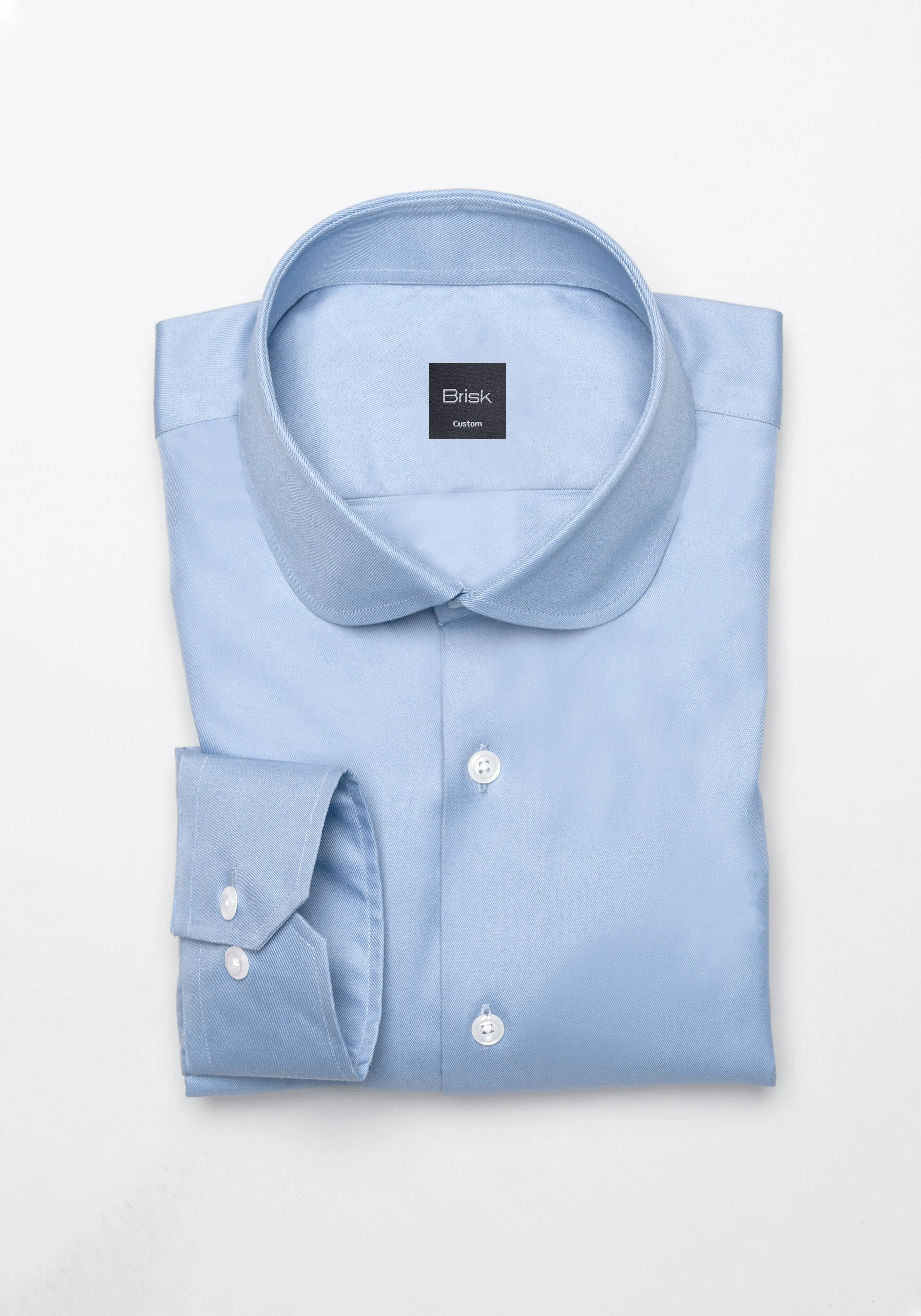 Sky Blue Twill Pima Cotton Shirt - Club Collar sold by Brisk Shirts