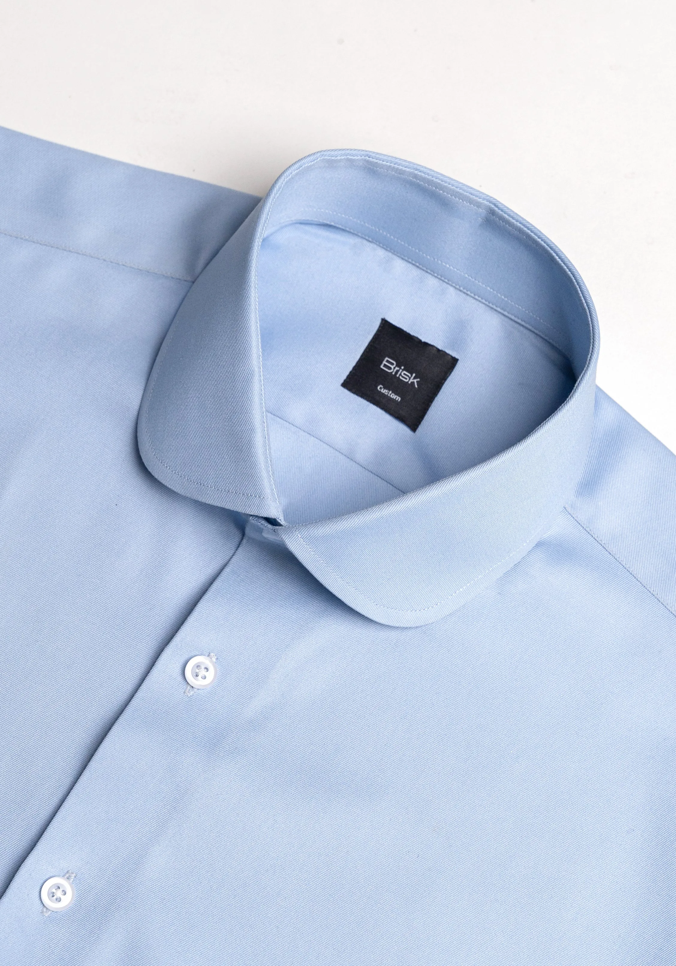 Sky Blue Twill Pima Cotton Shirt - Club Collar sold by Brisk Shirts product image thumbnail 3
