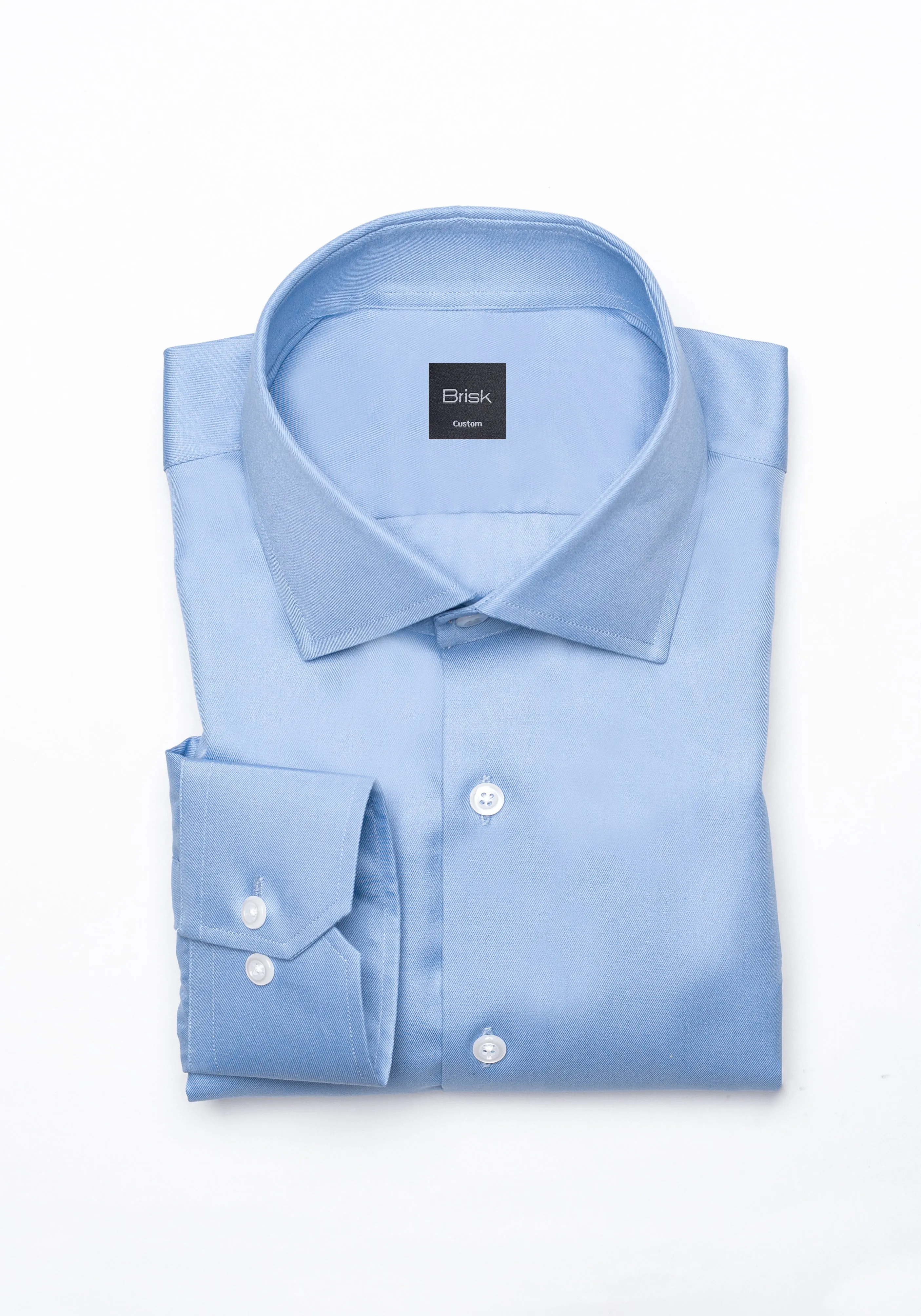 Sky Blue Twill Pima Cotton Shirt - Cutaway Classic Collar sold by Brisk Shirts