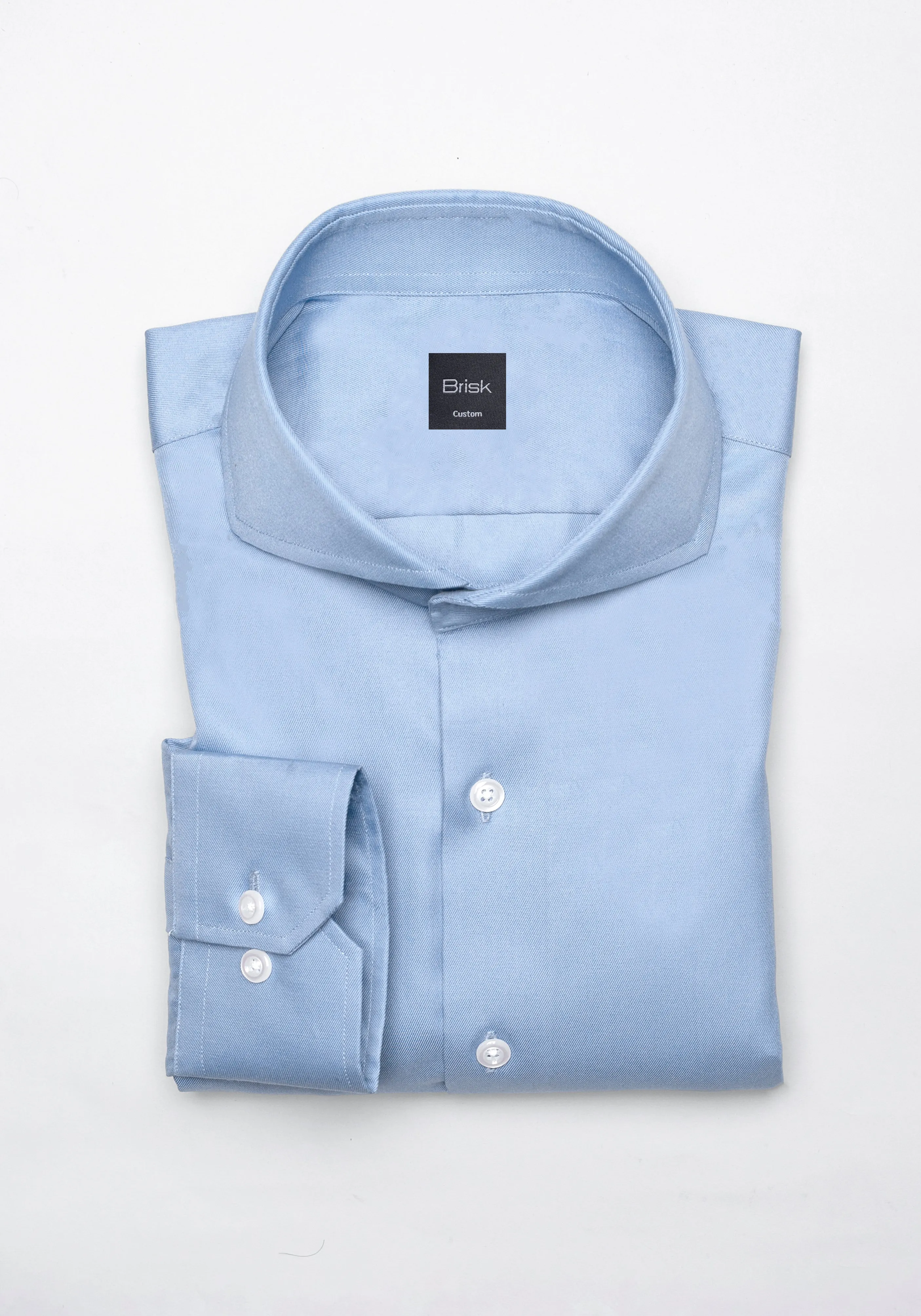 Sky Blue Twill Pima Cotton Shirt - Cutaway Extreme Collar sold by Brisk Shirts