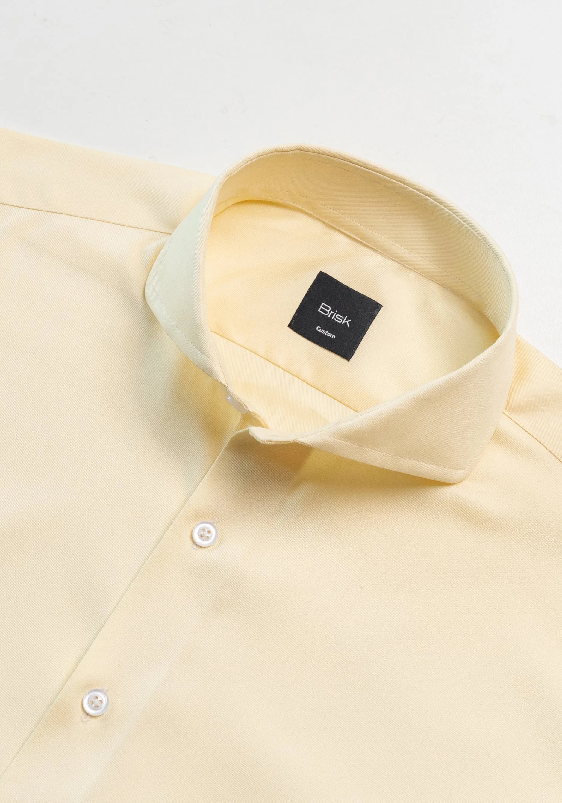 Yellow Twill Pima Cotton Shirt - Cutaway Extreme Collar sold by Brisk Shirts product image thumbnail 3
