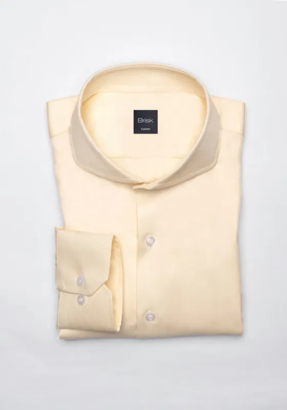 Yellow Twill Pima Cotton Shirt - Cutaway Extreme Collar sold by Brisk Shirts