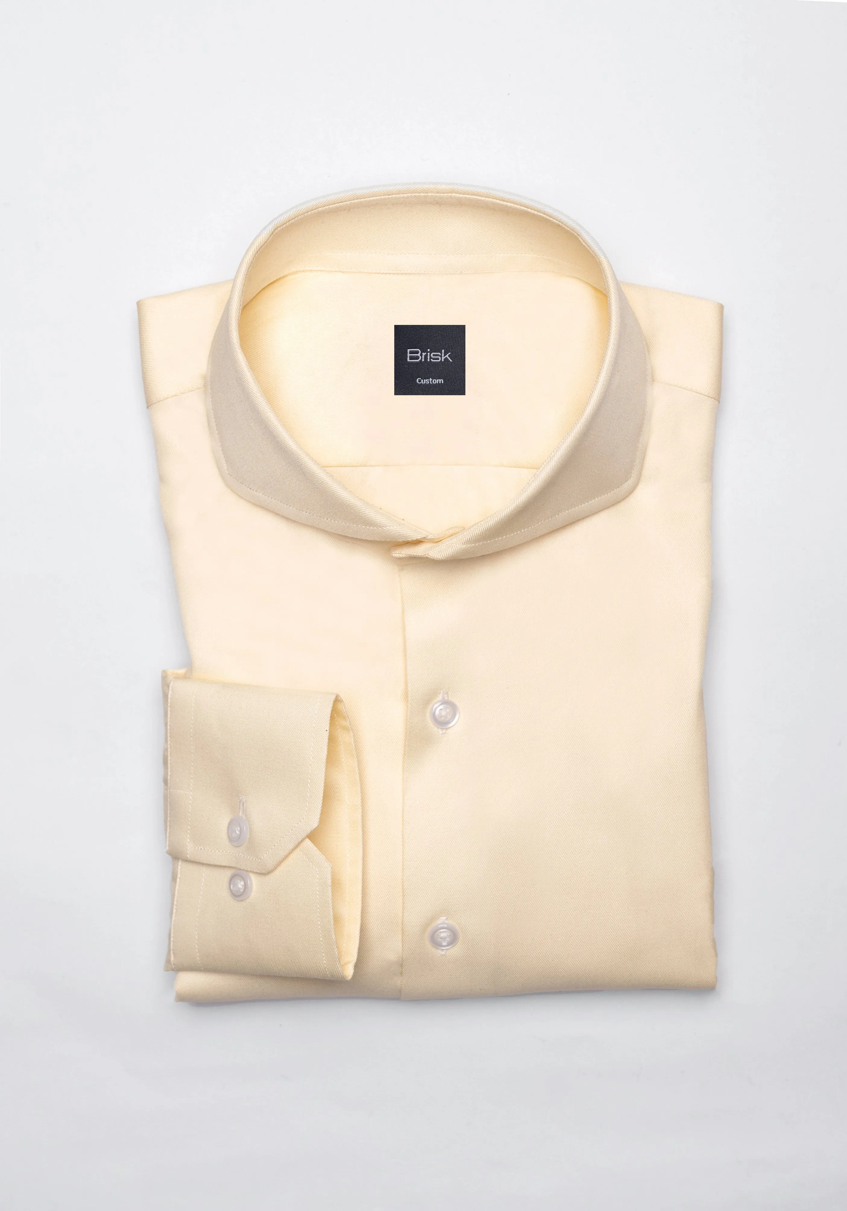 Yellow Twill Pima Cotton Shirt - Cutaway Extreme Collar sold by Brisk Shirts