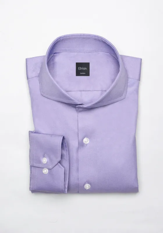 Purple Twill Pima Cotton Shirt - Cutaway Extreme Collar sold by Brisk Shirts