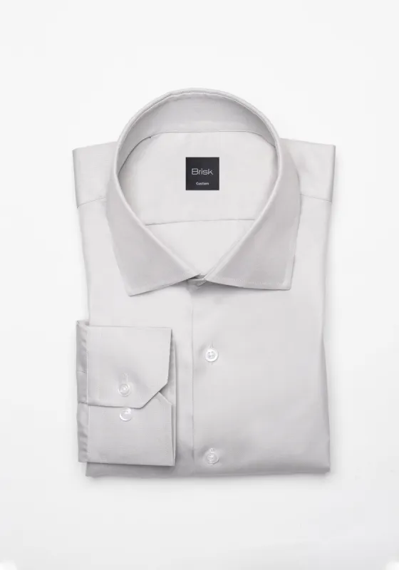 Light Grey Twill Pima Cotton Shirt - Cutaway Classic Collar sold by Brisk Shirts