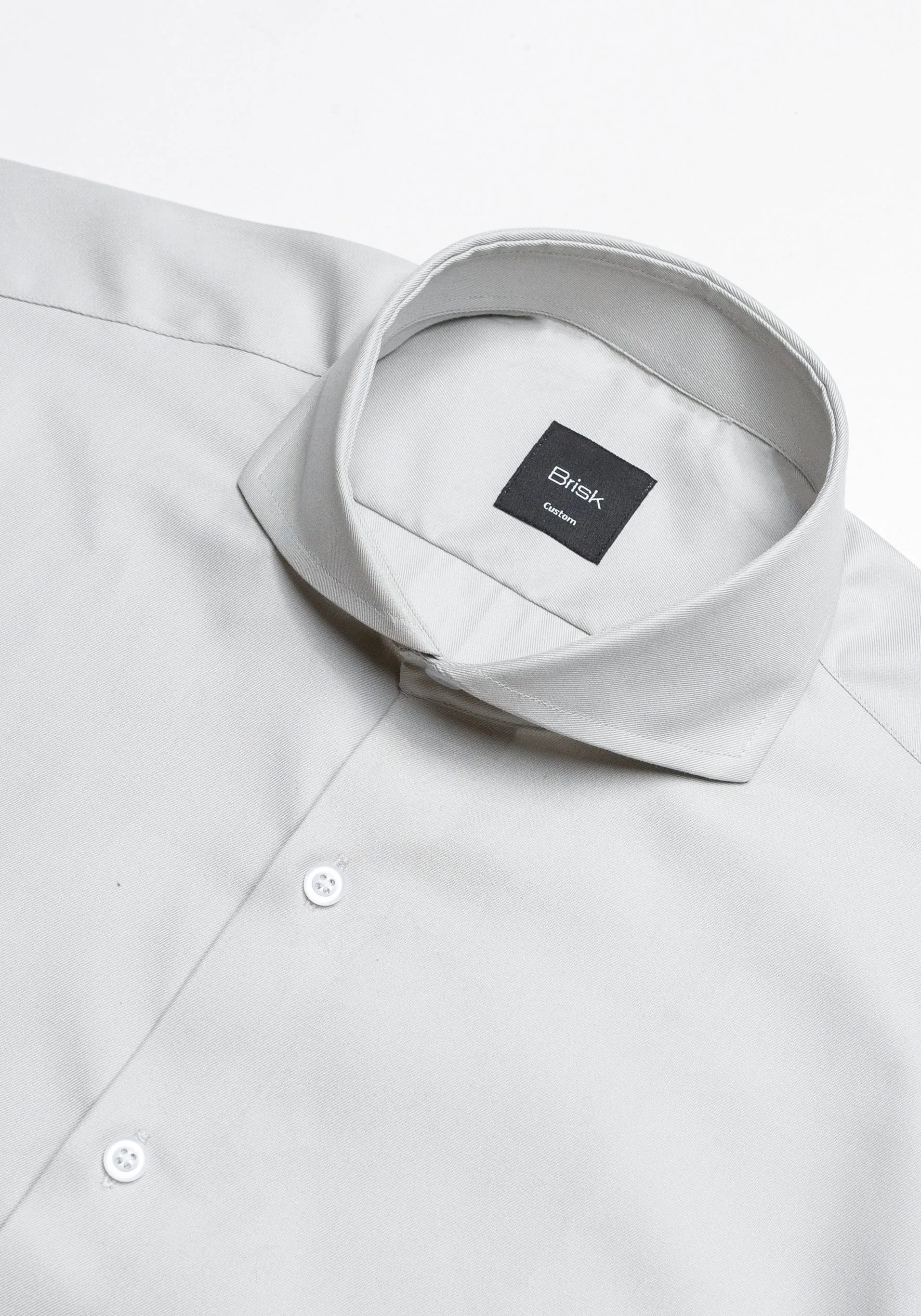 Light Grey Twill Pima Cotton Shirt - Cutaway Extreme Collar sold by Brisk Shirts product image thumbnail 3