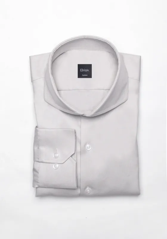 Light Grey Twill Pima Cotton Shirt - Cutaway Extreme Collar sold by Brisk Shirts