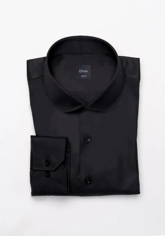 Jet Black Twill Pima Cotton Shirt - Club Collar sold by Brisk Shirts